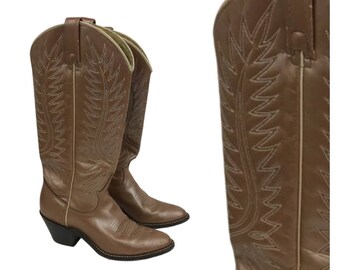 1980s Acme Metallic Western Cowboy Boots / Women 6M