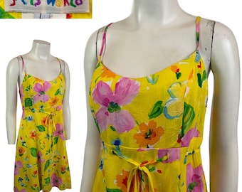 1990s Jams World Flirty Floral Coquette Sun Dress USA Made / Women’s Medium *