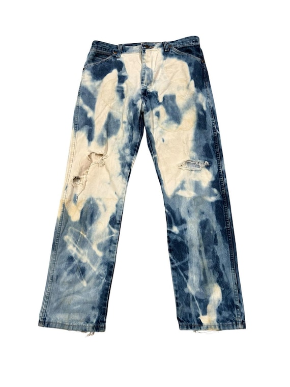 Vintage Wrangler Bleach Dye Distressed Jeans 34x30 Grunge Punk