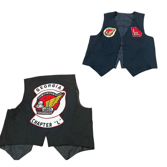 Vintage GWRRA Georgia Chapter L Motorcycle Vest Gold Wing Road
