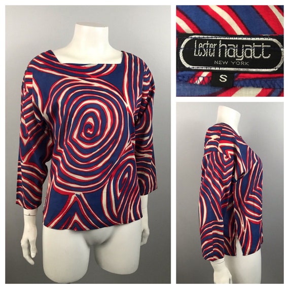 1980s Designer Blouse / 80s 3D Psychedelic Novelty
