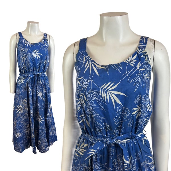 1980s Novelty Jungle Print Sleeveless Tie Belted Sun Dress / Women’s XS *