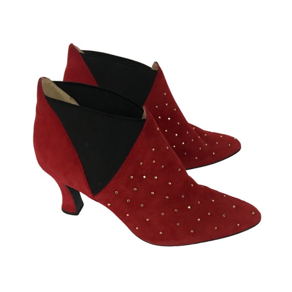 red studded booties