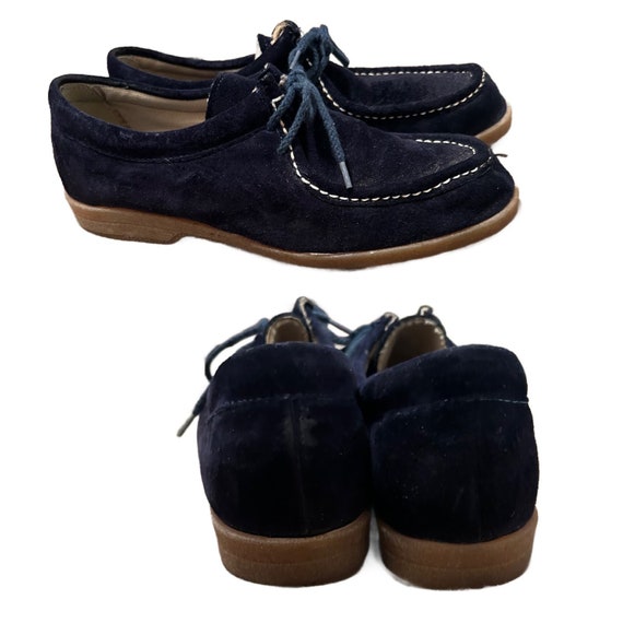 1980s Mod Blue Suede Lace Up Dessert Boots Shoes … - image 2