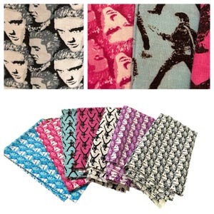 Vintage Elvis Presley Fabric Bundle 7 Cranston VIP Fat Quarters Pop Art Style -