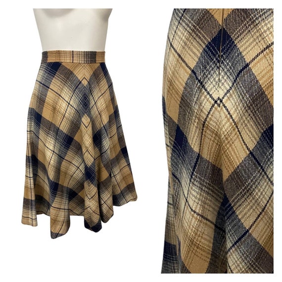 1980s Shadow Plaid 40s Style Full Skirt Rockabill… - image 1