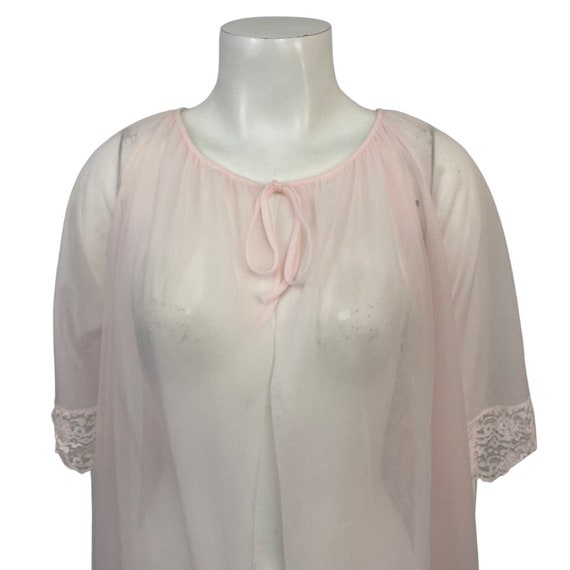 1960s Babydoll Nightgown / Pale Pink Sheer Open F… - image 2