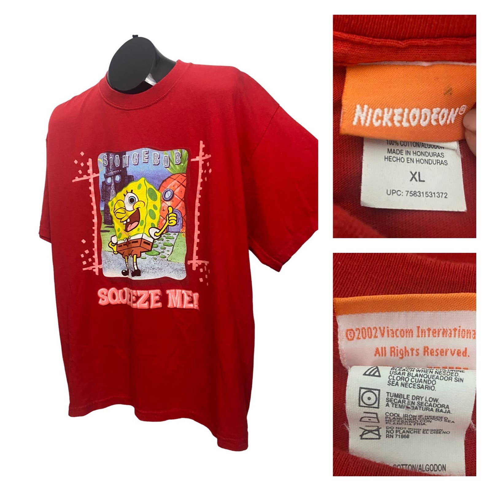 Nickelodeon SpongeBob SquarePants Sleeveless Baseball Jersey 4T 2004 Red