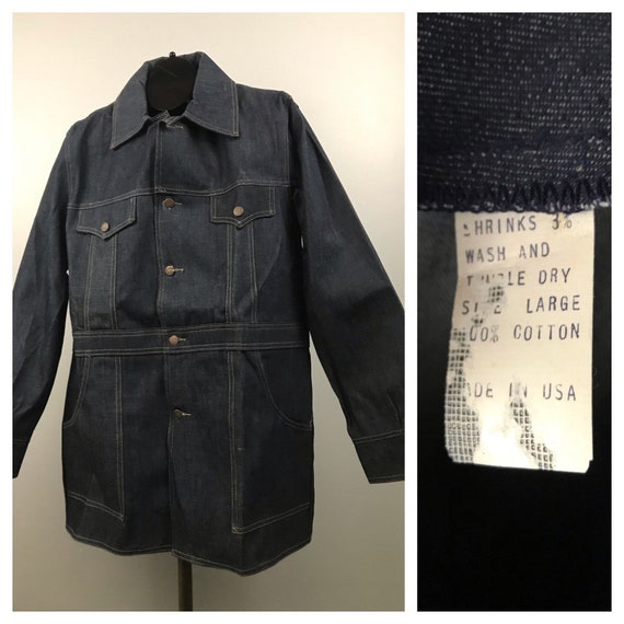 1960s Dark Denim Chore Jacket Coat / 60s 70s Truck