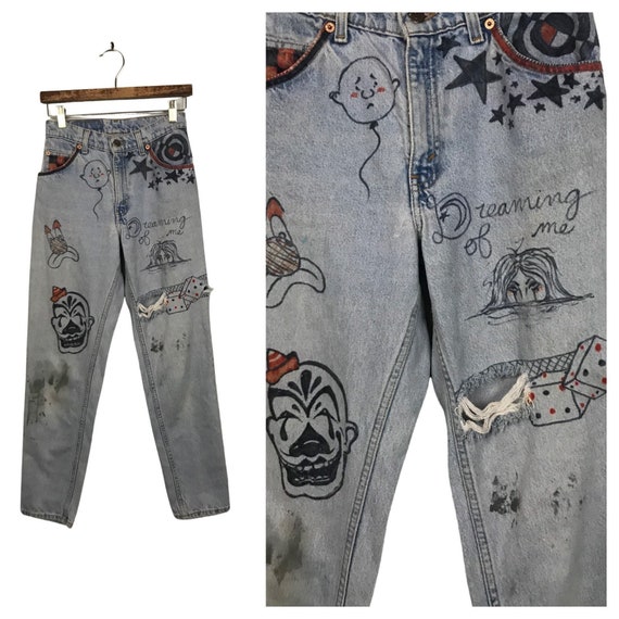 1980s Hand Drawn Levi’s Jeans / Distressed Depeche