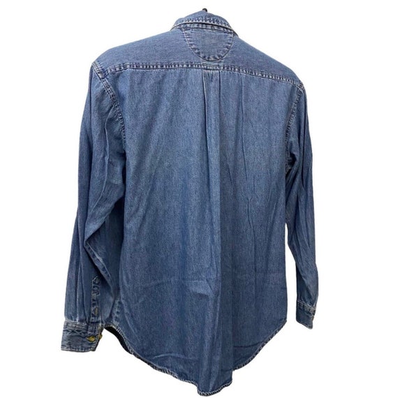 1990s Blue Denim Cotton Button Up Shirt by Bugle … - image 2