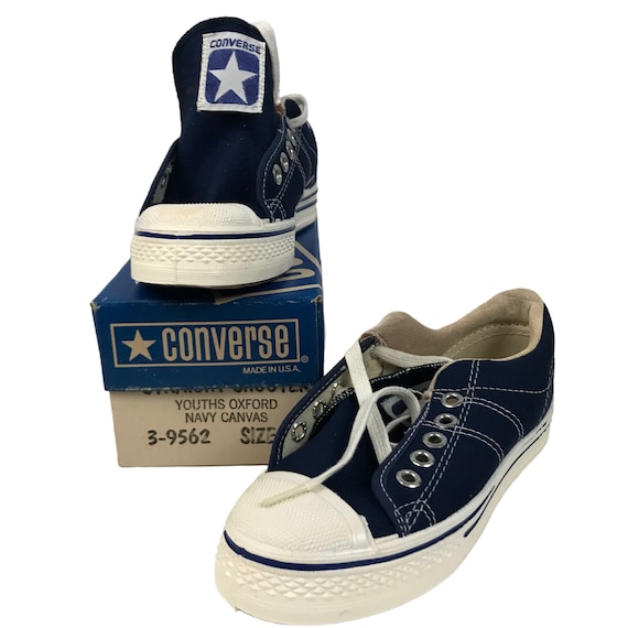 1970s Little Boys Converse Shoes / Blue Lace Up B… - image 9