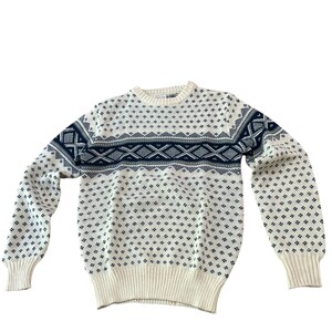 Vintage Cream Nordic Knit Fair Isle Sweater Pullover Knit Ski Sweater / Medium  -