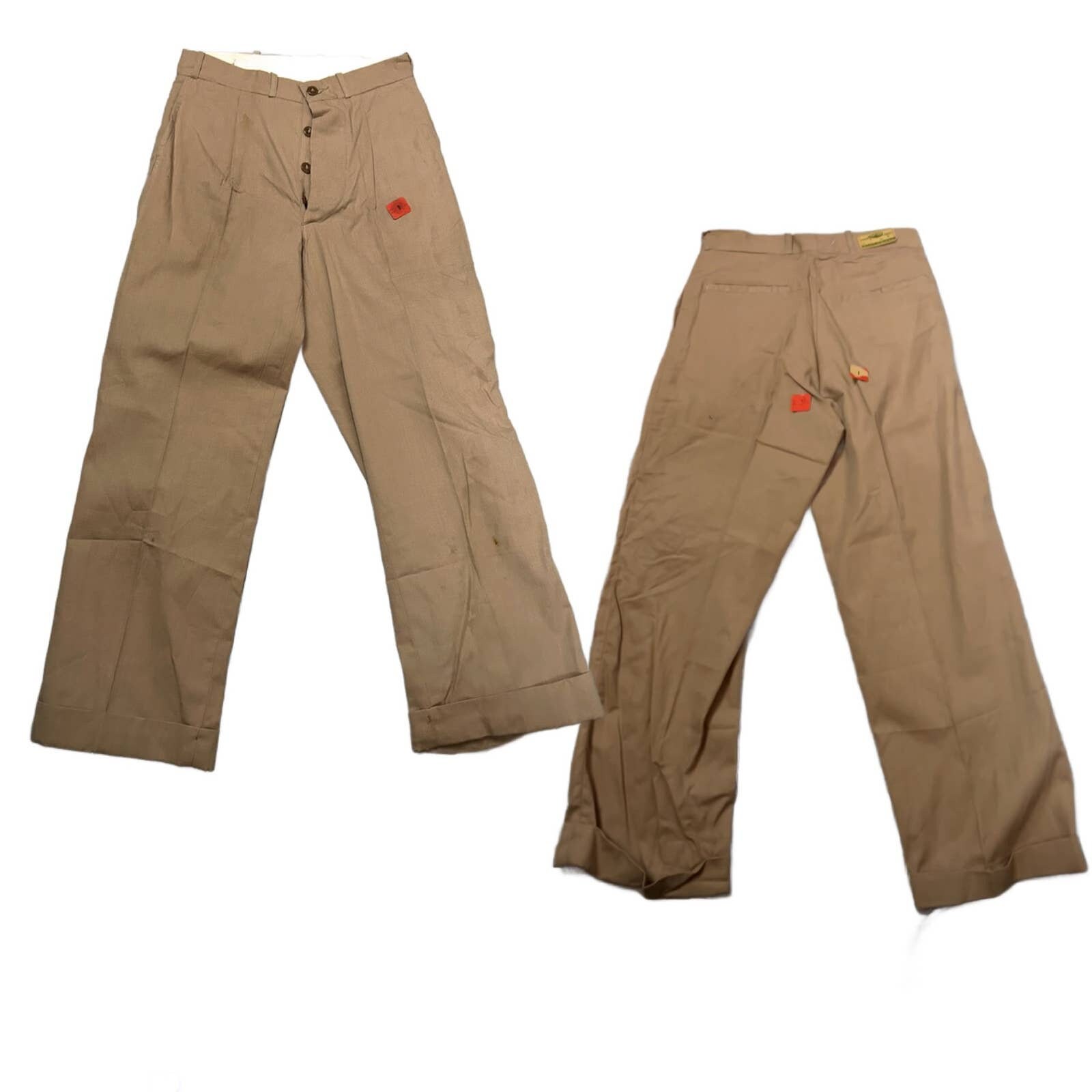 1940s Deadstock Button Fly Cotton Khaki Workwear Pants 1940s Deadstock Button Fly Cotton Khaki Workwear Pants