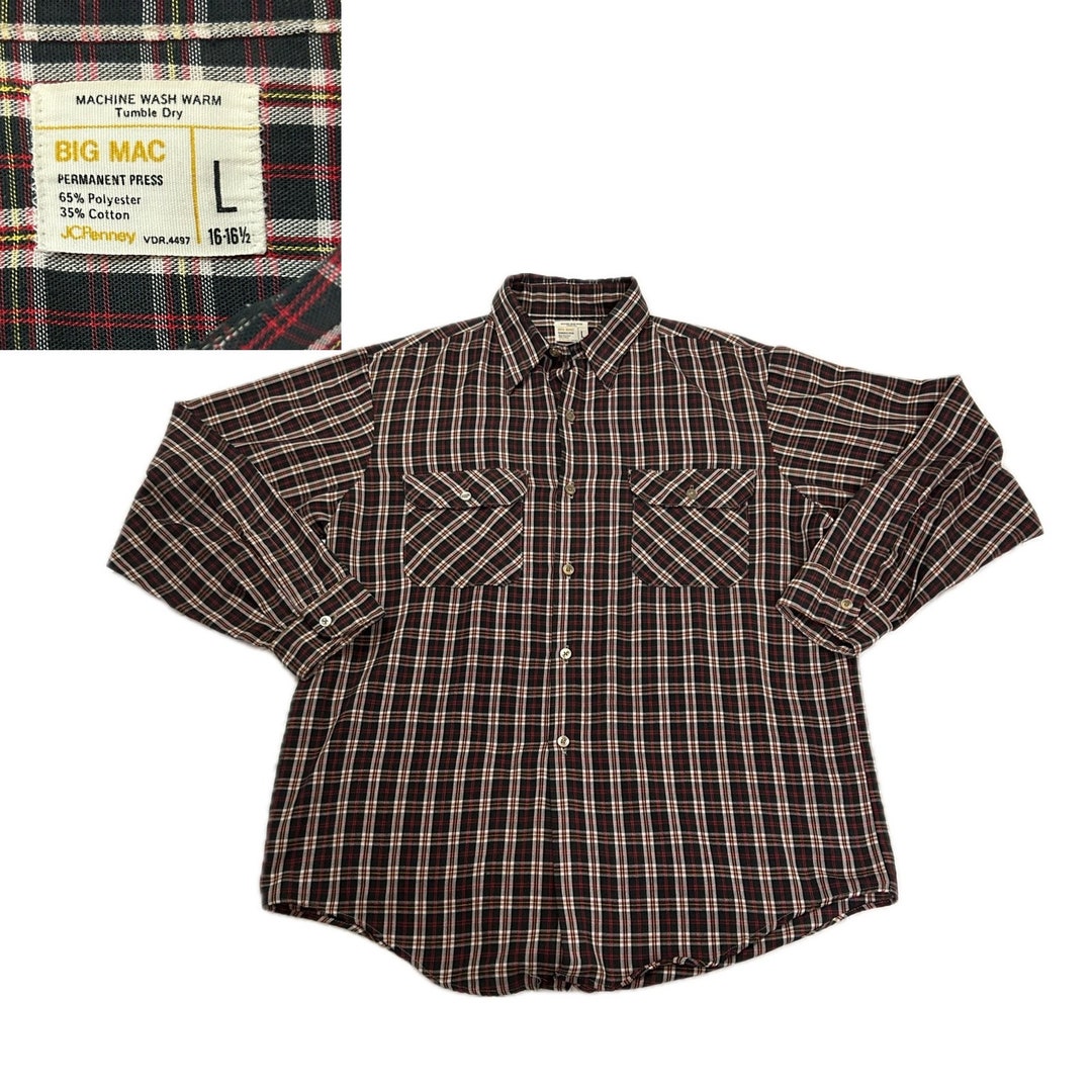 1960s Big Mac Plaid Checked Button up Western Workwear Shirt 