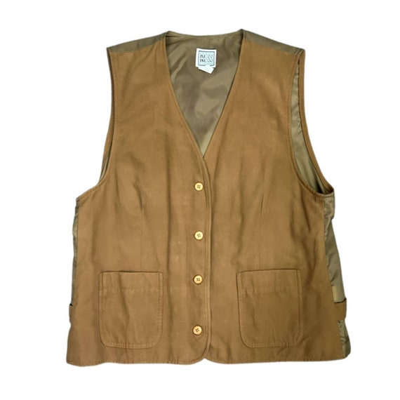 1990s Brown Faux Suede Button Up Oversized Vest S… - image 2