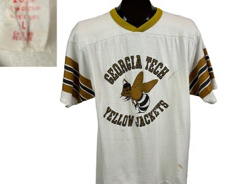 1970s Georgia Tech Cotton Jersey T Shirt Single Stitch / Women’s Large *