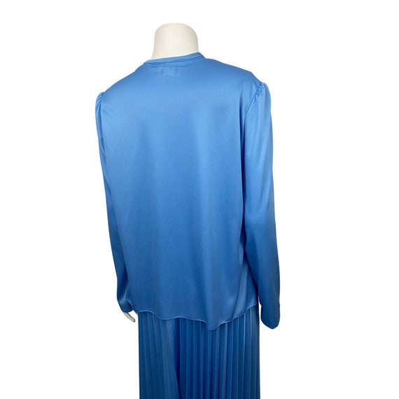 1970s Blue Sleeveless Dress Set / Pleated Dress w… - image 5