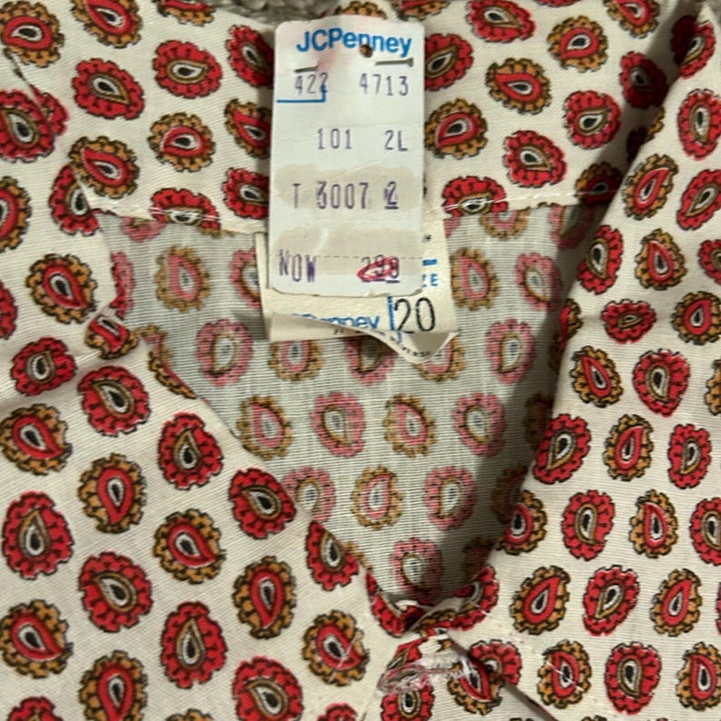 1960s NWT Mod Paisley Button Up Slim Fit Shirt Dagger Collar / Men’s XS * image 4