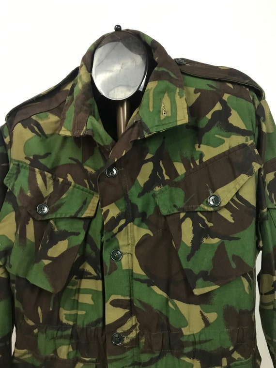 1980s Camo Shirt Jacket / 80s Woodland Zip Up Cam… - image 2