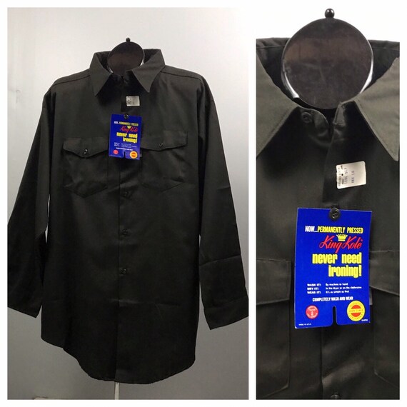 1960s Button Down Work Shirt / 60s NOS Unworn Rock