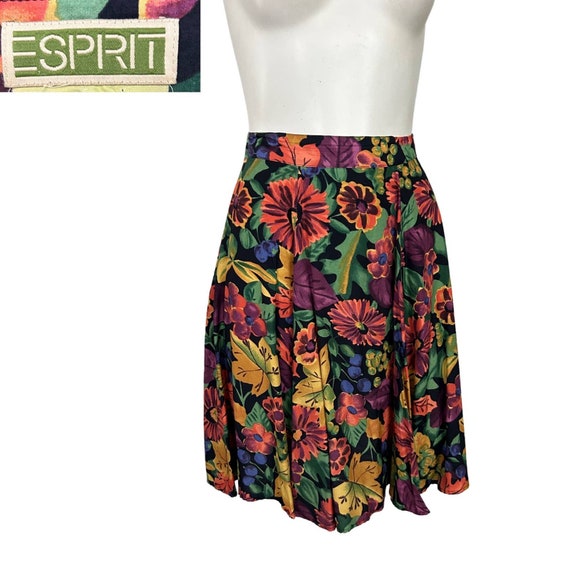 1990s Esprit Floral Full Short Skirt / Waist 29” *