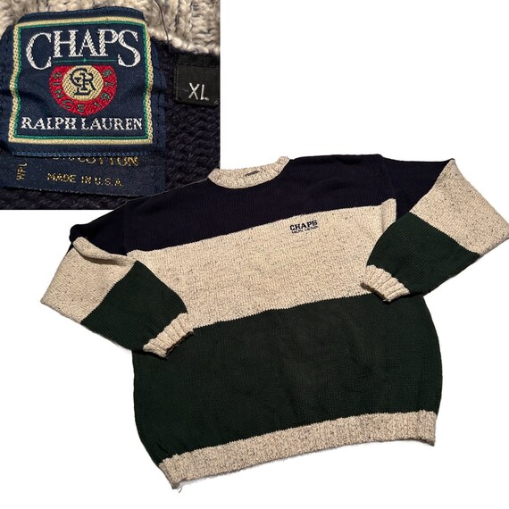 1990s Ralph Lauren Stripe Cotton Oversized Sweater