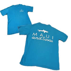 Vintage 1990s Maui and Sons Teal Blue Tee Shirt Tshirt / Medium