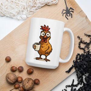 Taza de Pollo con Cafeína - Regalo Divertido de Café - Pollo Loco por la Cafeína - Humor Caótico Matutino