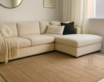 Hand Tufted Area Rug 5x8 Ft, Beige Modern Rug, Minimalist Living Room Carpet, Neutral Home Decor, wool area rug, Bedroom area rug