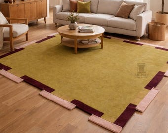 Hand Tufted Wool Area Rug | Geometric Modern Rug, Rug for Living Room, New Zealand wool rug, Home Decor Rug 5x8 ft, Handmade Rug