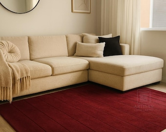 Hand Tufted Burgundy Plush Rug | Modern Solid Area Carpet