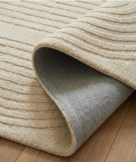Hand Tufted Rug 8x10 ft, Neutral Beige Area Rug, Modern Organic Rug, Living Room Carpet, Minimalist Wool Rug, Boho Home Decor