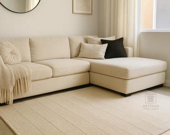 Alfombra tejida a mano, alfombra color crema neutro, alfombra minimalista para sala de estar, alfombra moderna texturizada, alfombra para dormitorio 6x9 8x10 9x12 10x14