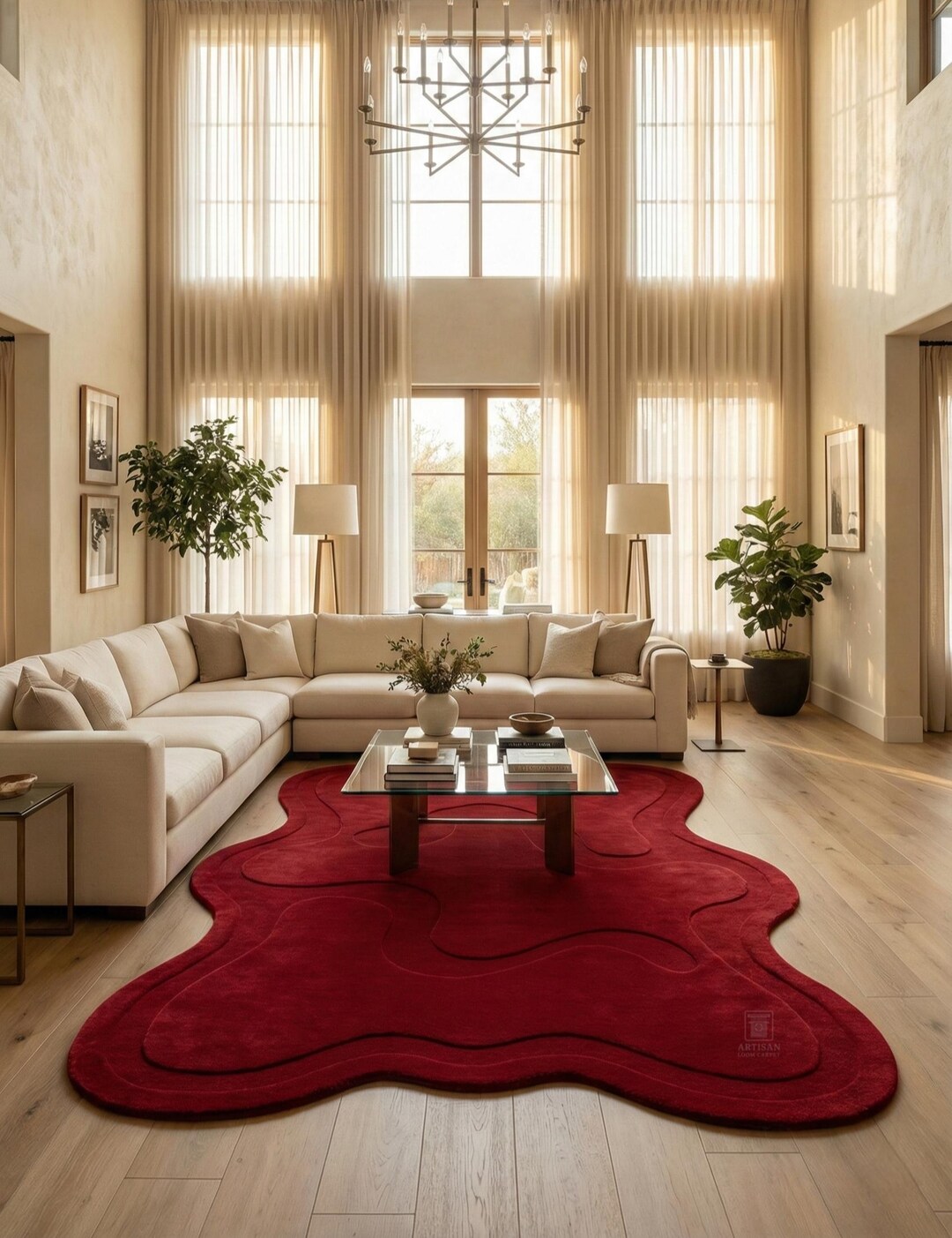 Red Designer Rug Hand Tufted Red Abstract Rug | Modern Luxury Living Room Carpet - Etsy