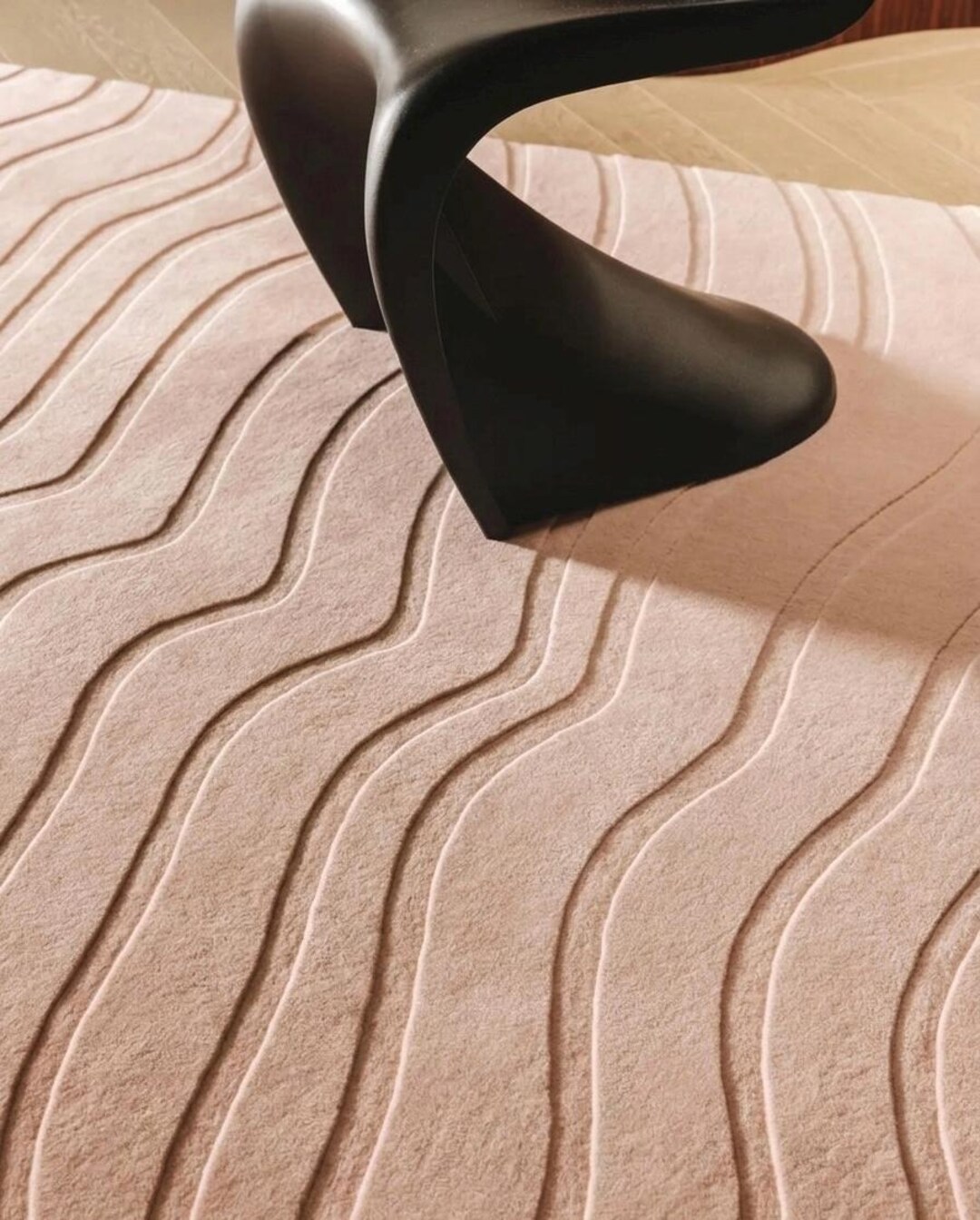 Modern Beige Wave Hand Tufted Wool Area Rug 8x10, Minimalist Area Rug ...