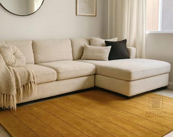 Alfombra de área tejida a mano color marrón mostaza, alfombra moderna neutra para sala de estar, decoración minimalista para pisos, alfombra para dormitorio, alfombra de área de lana, 5x7 6x9 8 x 10 pies