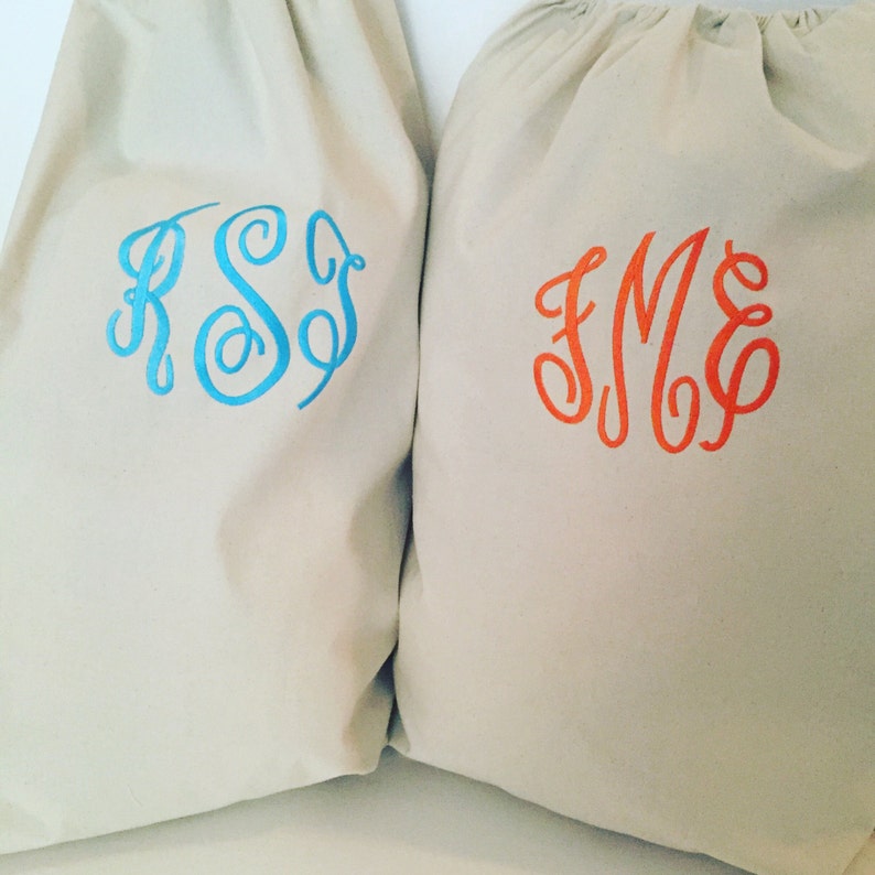 Monogrammed canvas laundry bag | Etsy