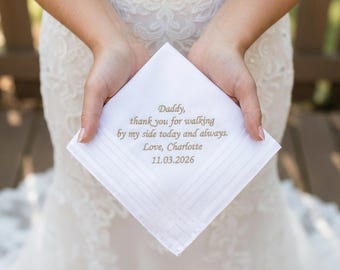 Personalized Wedding Handkerchief, Custom Embroidered Hanky, Father & Mother of the Bride Gifts, Wedding Day Keepsake