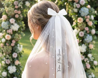 Lace Bridal Veil, Custom Hen Party Accessory, Personalized Bride Gift, Engagement Keepsake