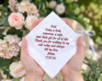 Personalized Handkerchief, Custom Wedding Keepsake, Sentimental Gift