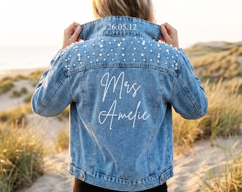 Personalized Bride Denim Jacket – Custom Mrs. Embroidered Wedding Jacket, Bridal Party Gift
