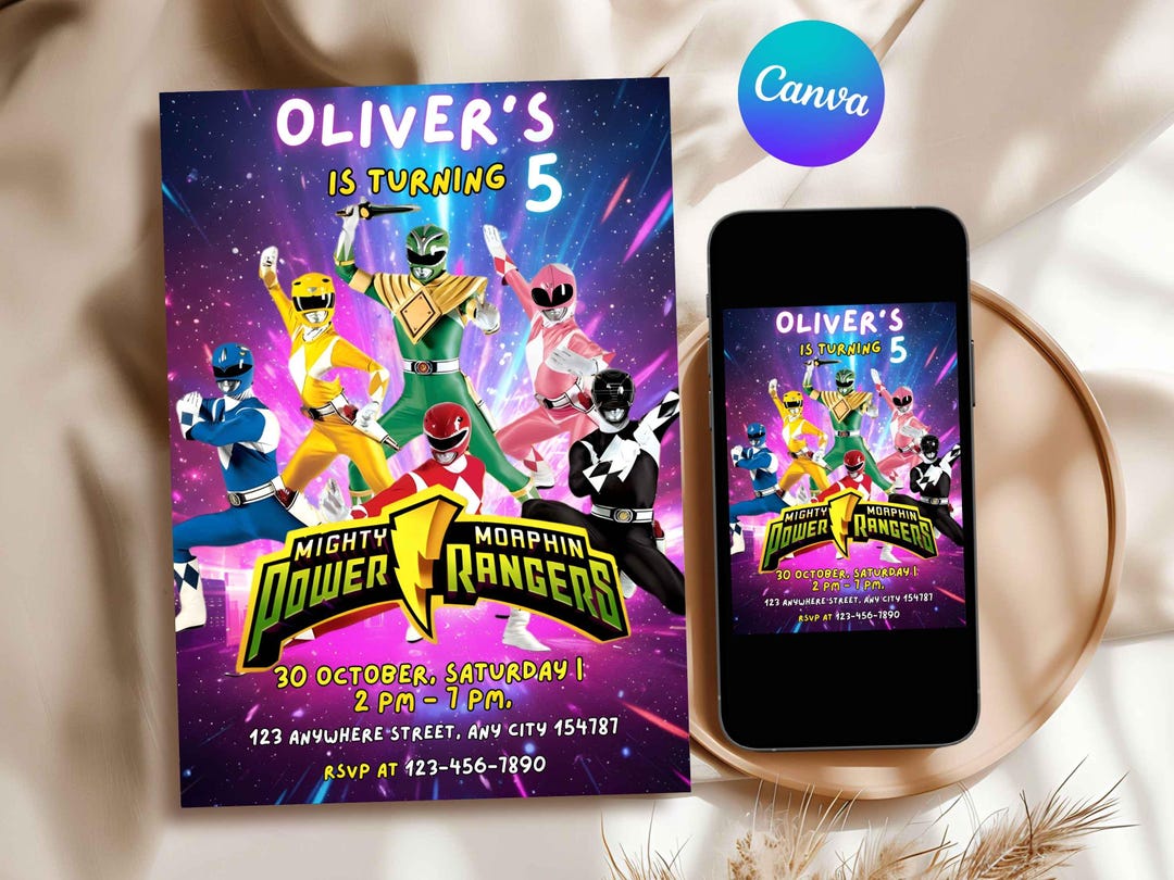 Editable Power Rangers Birthday Invitation | Power Rangers Birthday ...