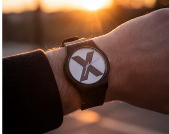 Black Watch with X - Silicone Band- Two Sizes