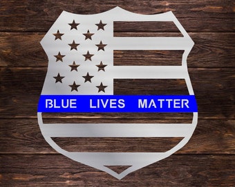 Blue Lives Matter Flag Badge - CNC Plasma Cut Files (DXF, SVG)