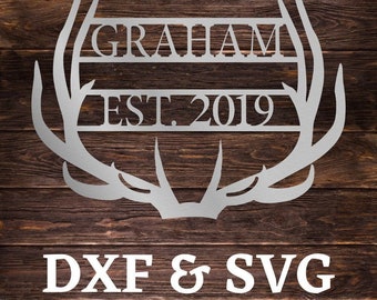Antler Monogram SVG DXF – Metal Art Cut Files (Digital Download)