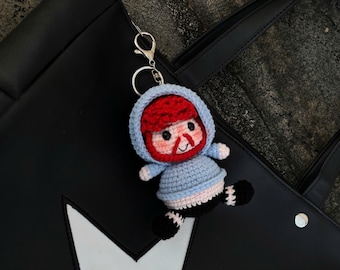 CaseOh Inspired Crochet Keychain – Handmade Streamer Doll, Cute Bag Charm, Gamer Gift