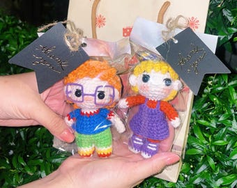 かぎ針編みのカップル人形キーホルダー PDF パターン、バレンタイン