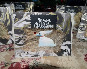 Set of 6 Handmade Handcrafted Nightmare Before Christmas Zero Holiday Collage Cards & Envelopes / Zero / Disney / Cards / Notecards