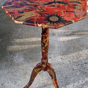 Phoenix Fire Side Repurposed Upcycled Decoupage Tea Table image 2